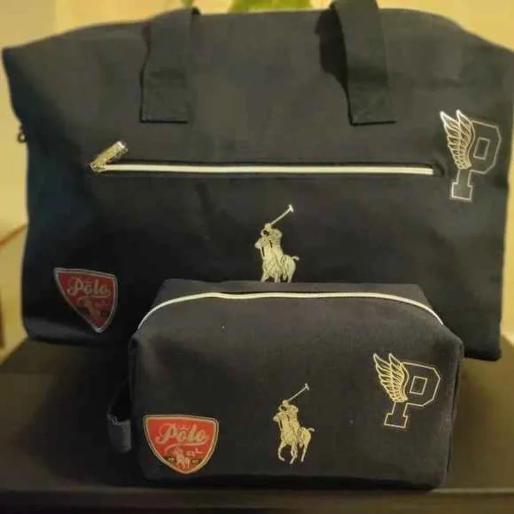 RALPH LAUREN POLO BUNDLE WEEKENDER DUFFLE BAG @ POUCH. NEW !